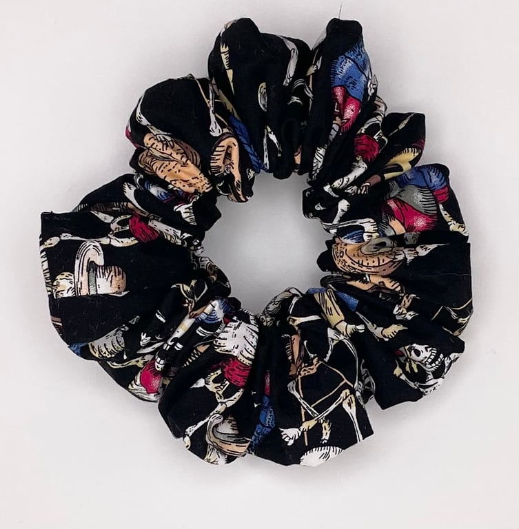 Hand made Eco Scrunchie - Skeleton Pirate