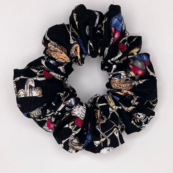 Hand made Eco Scrunchie - Skeleton Pirate