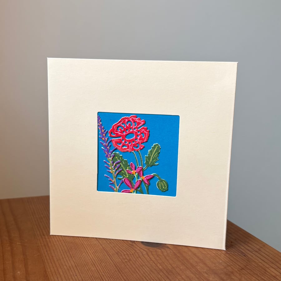 Hand painted collage card - ‘Posy No. 9’