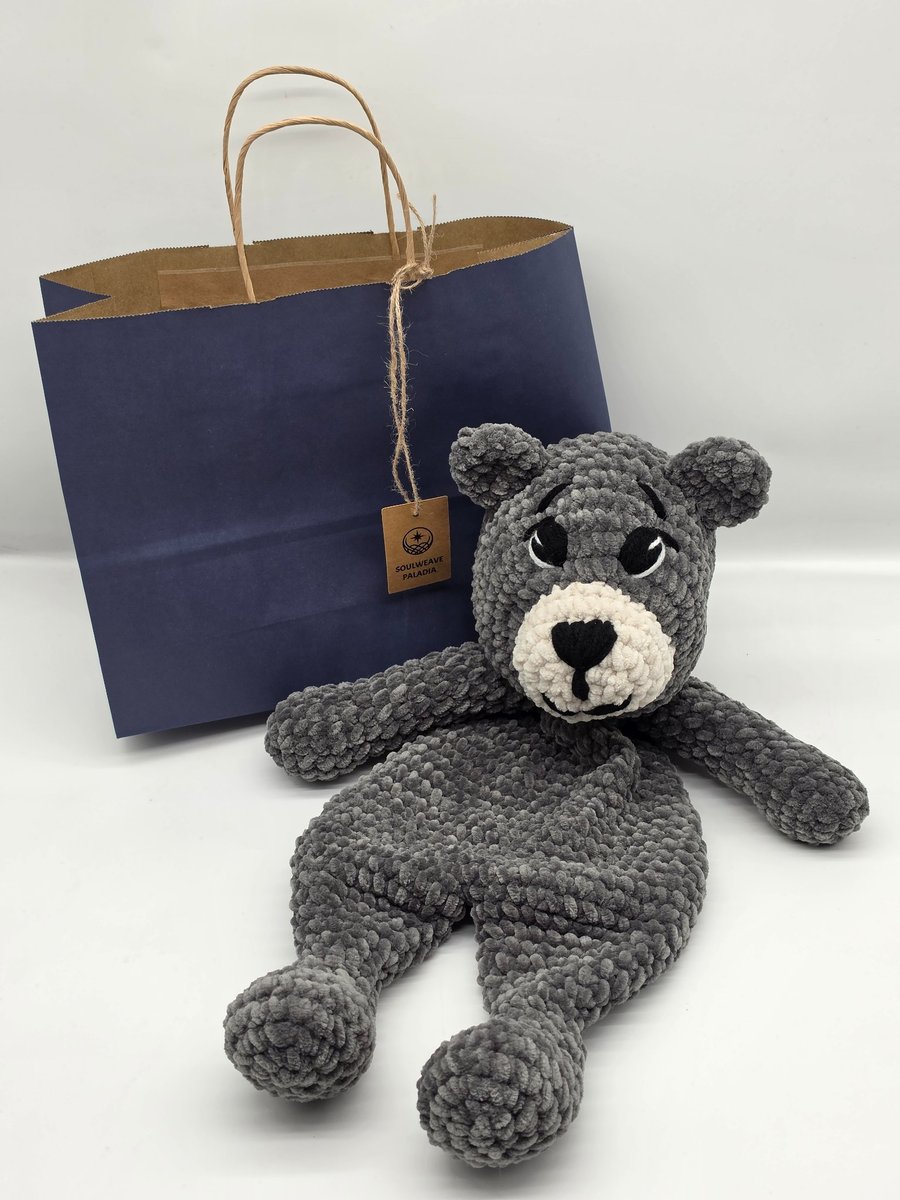 Handmade Crochet Bear Lovey - Chunky Chenille Plush