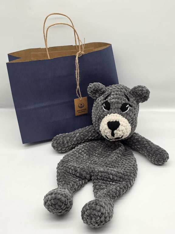 Handmade Crochet Bear Lovey - Chunky Chenille Plush