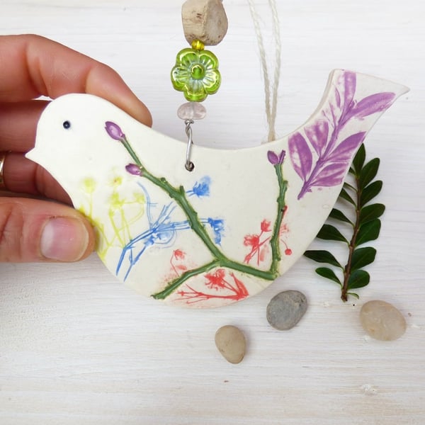 Handmade Ceramic Bird Hanging Decoration