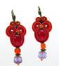 Orange Fuchsia Soutache Earrings Colourful Dangle Statement Jewellery - Image 6