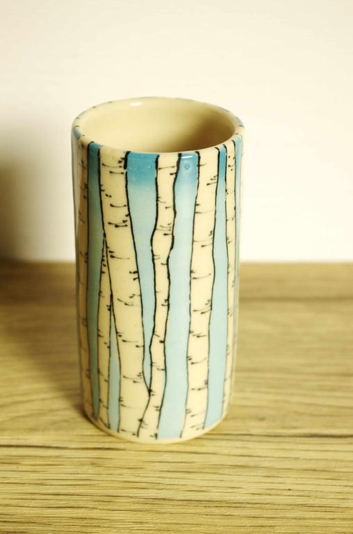 Small Cylinder Vase (short) - Birch Trees