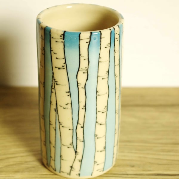 Small Cylinder Vase (short) - Birch Trees