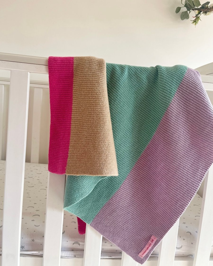 Colour Block Lambswool Mini Blanket