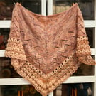 Soft and Fluffy Merino Wool Peaches and Cream Handknitted Lace Shawl