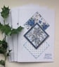  CHRISTMAS CARDS,( pack of 4, large ) Poinsettias . Blue and Silver. - Image 2