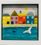 Coastal cottages fused glass picture