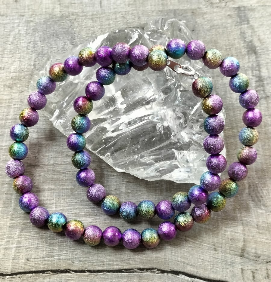 NL254 Purple stardust miracle bead necklace