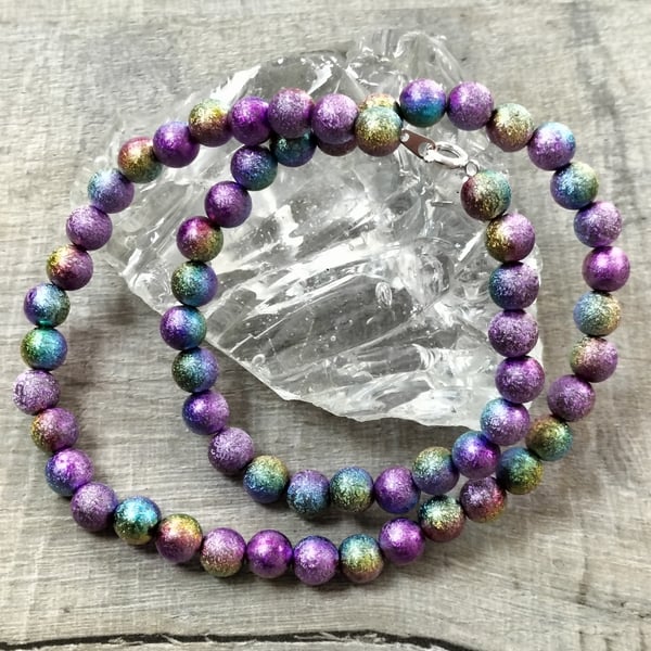 NL254 Purple stardust miracle bead necklace