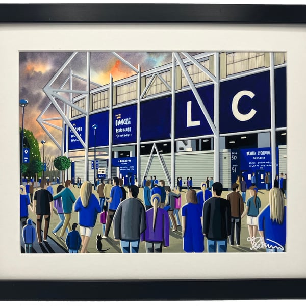 Leicester C. K Power Football Stadium Art Print 14" x 11" Frame 