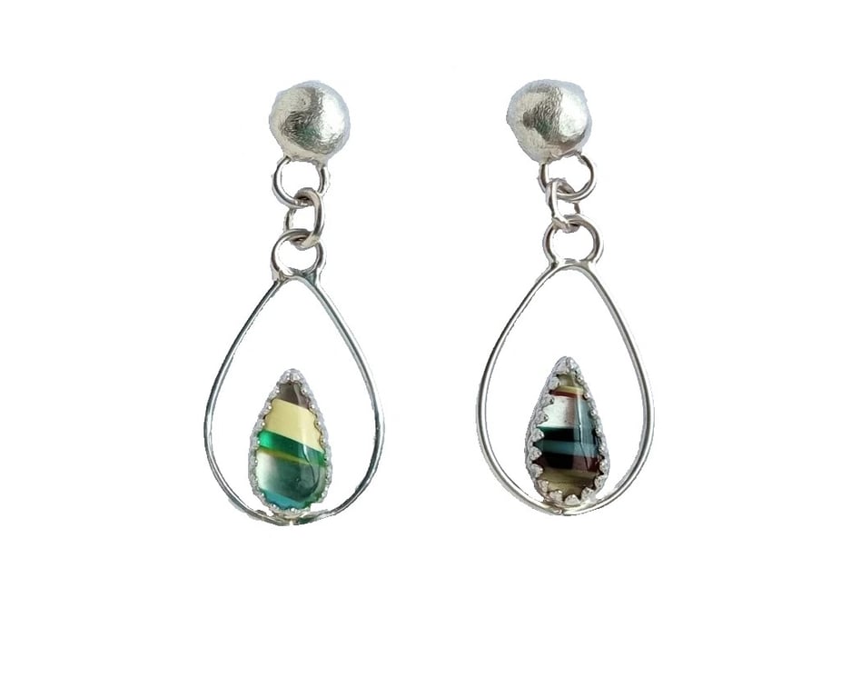 Surfite Earrings Fine & Sterling Silver Teardrop Blue Seaglass Jewellery Gift