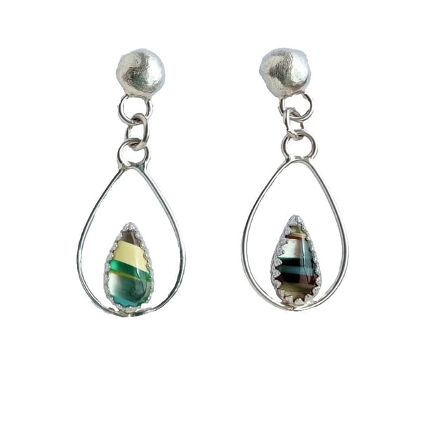 Surfite Earrings Fine & Sterling Silver Teardrop Blue Seaglass Jewellery Gift
