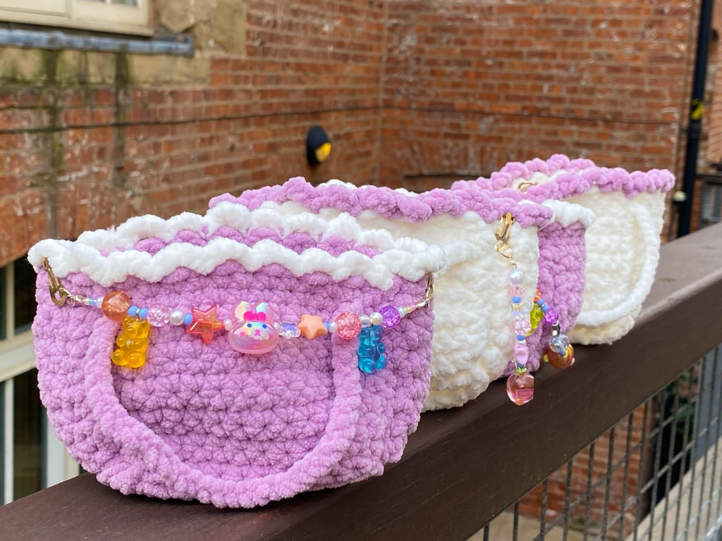 Flower Basket Mini Crochet Tote Bag