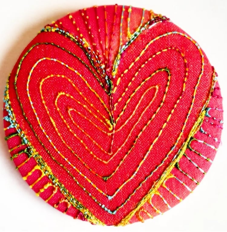 Badge 45mm Multicoloured Flower Textile Badge 