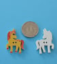 Wooden Yellow Unicorn Buttons  6pk 30x15mm approx. (U6) - Image 2