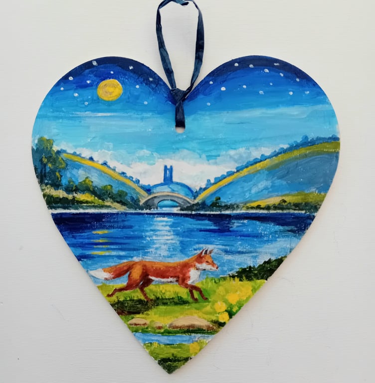 moonlit lakeside fox