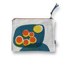 Hand printed zip pouch - Sunflowers