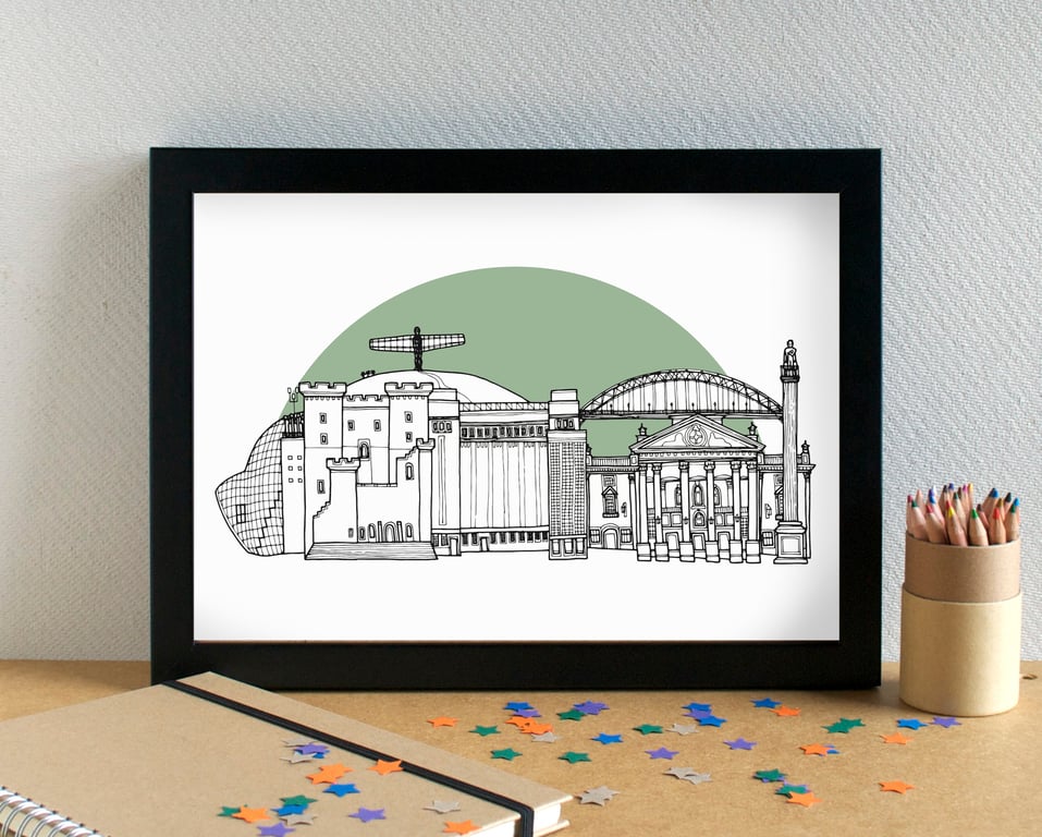 Newcastle-upon-Tyne Skyline Art Print