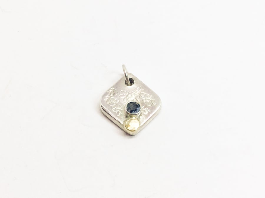 London Blue Topaz Sterling Silver and 9ct Gold Pendant 