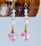 Pink Crystal Heart Earrings With Rose Quartz & Shell - Bridesmaid Gift, Birthday - Image 2