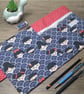 A5 sketchbook or notebook with fabric cover, kokeshi doll design - Image 3
