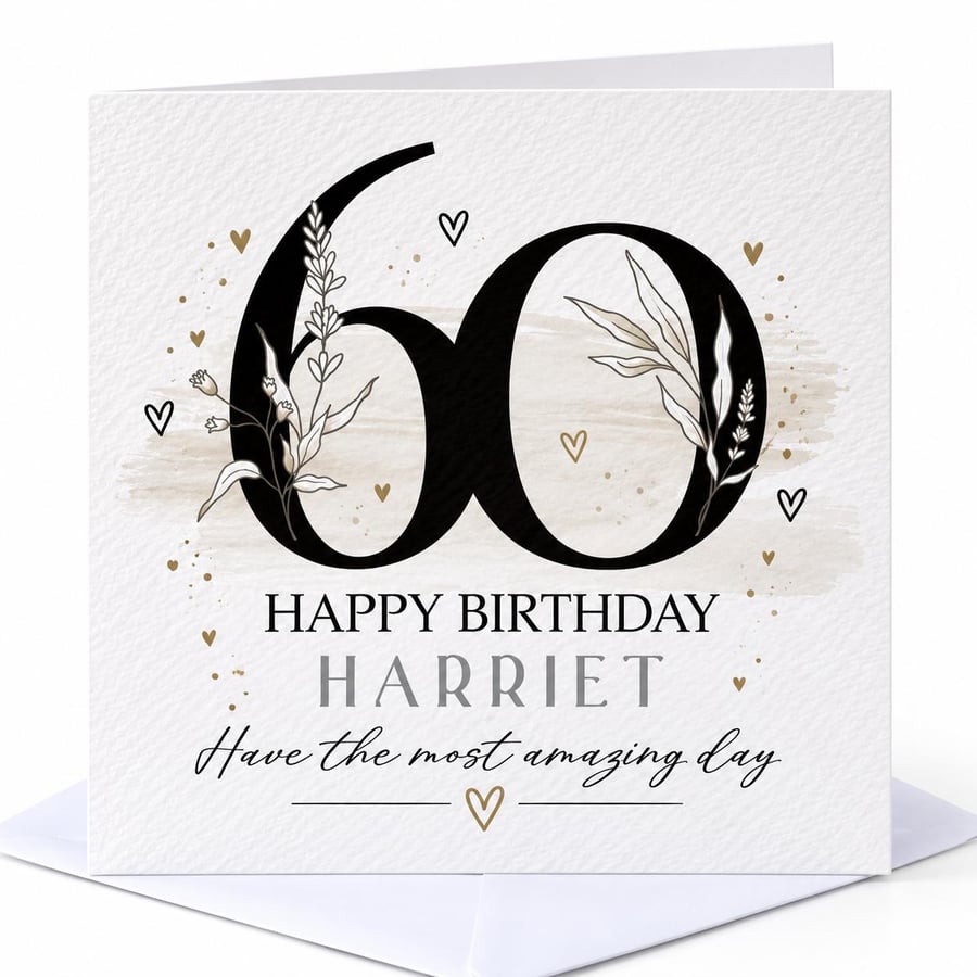 Personalised 60th Birthday Card For Her Daughter Sister Friend Mum Nanna Grandma