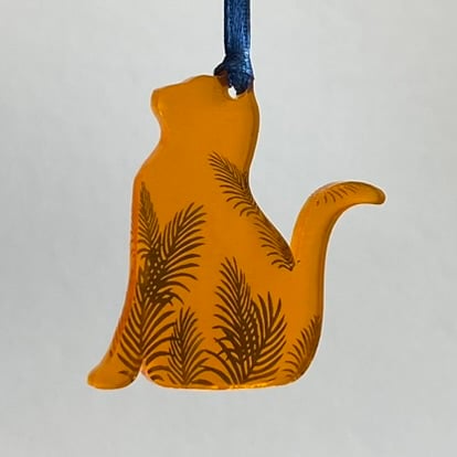 Amber mirrored acrylic cat decoration