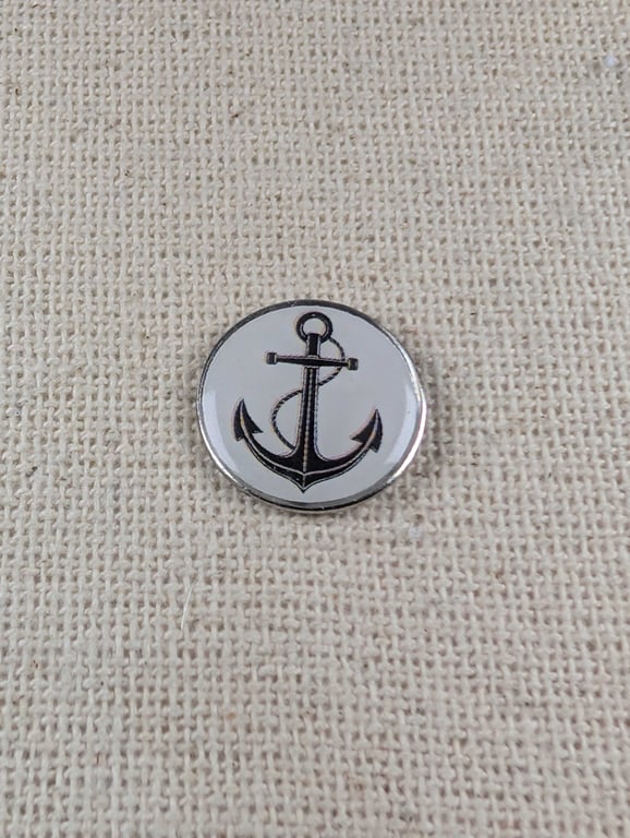 Anchor Logo Badge - Travel Themed Pin - Large Resin topped Pin Badge