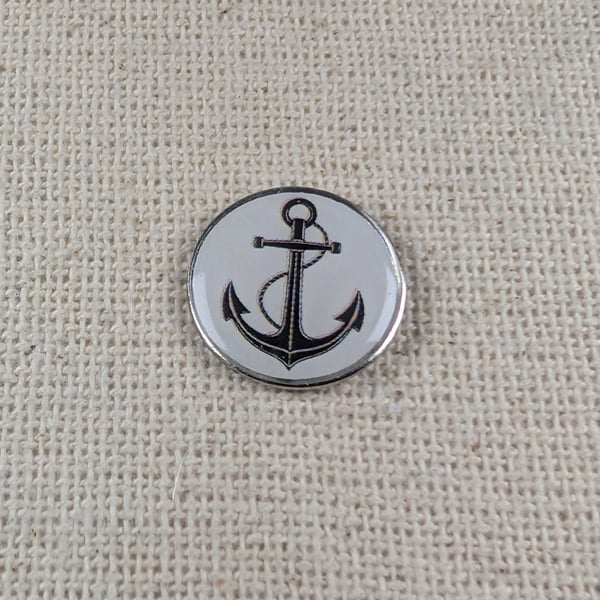 Anchor Logo Badge - Travel Themed Pin - Large Resin topped Pin Badge