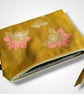 Yellow Linen Lotus Flower Zip-Up Pouch - Image 3