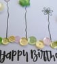 Birthday Card - Flowers, Hearts and Sequins - Kraft - Lemon, Pink and Green - Image 9