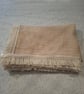 Handmade Beige Muslin Blanket with Cream Lace Trim
