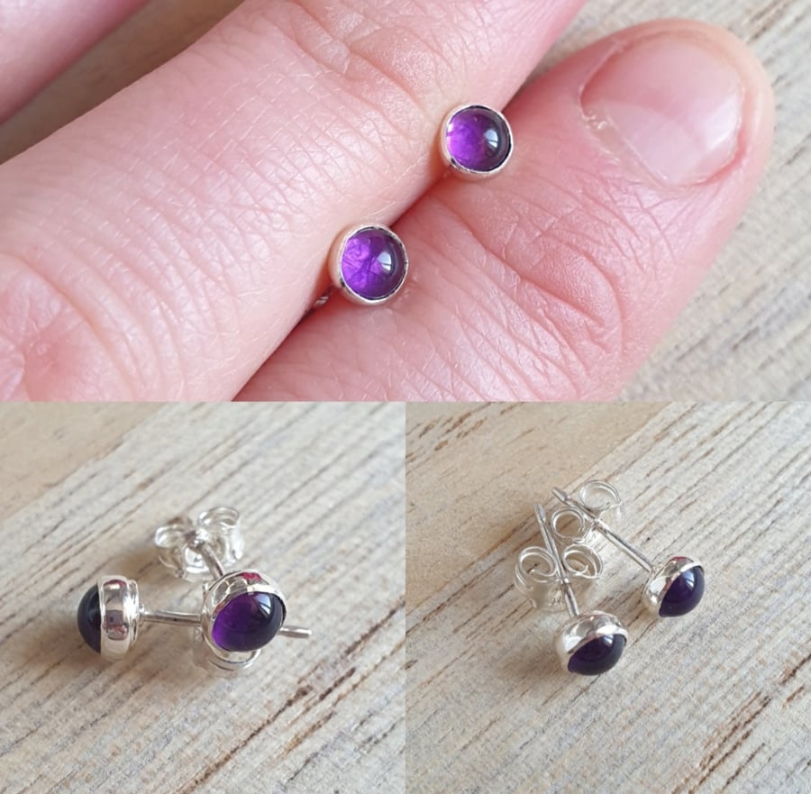 Sterling silver amethyst stud earrings