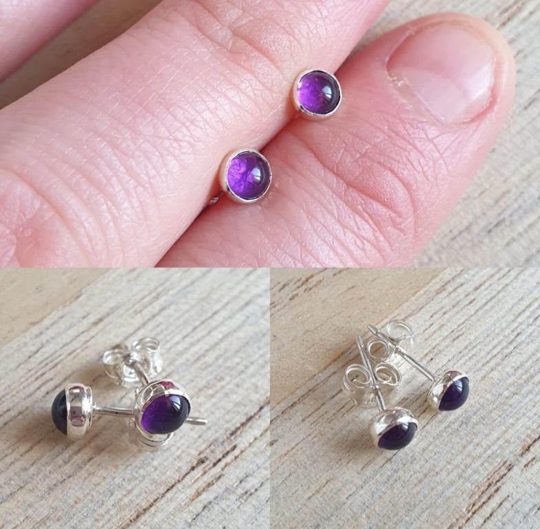 Sterling silver amethyst stud earrings