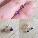 Sterling silver amethyst stud earrings