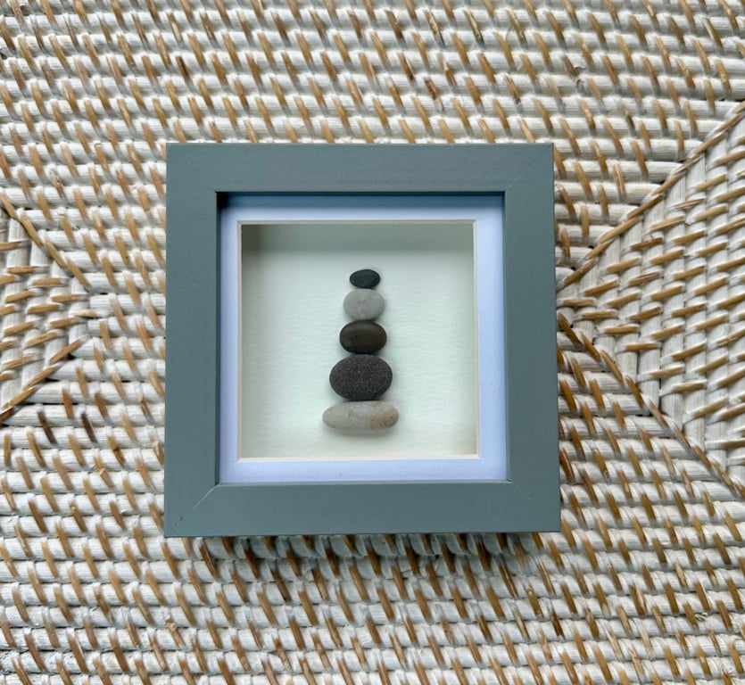 Zen Pebble Stack Art - Tranquil Stone Sculpture in Frame