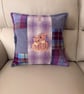 Harris Tweed Cushion with embroidered Highland Coos