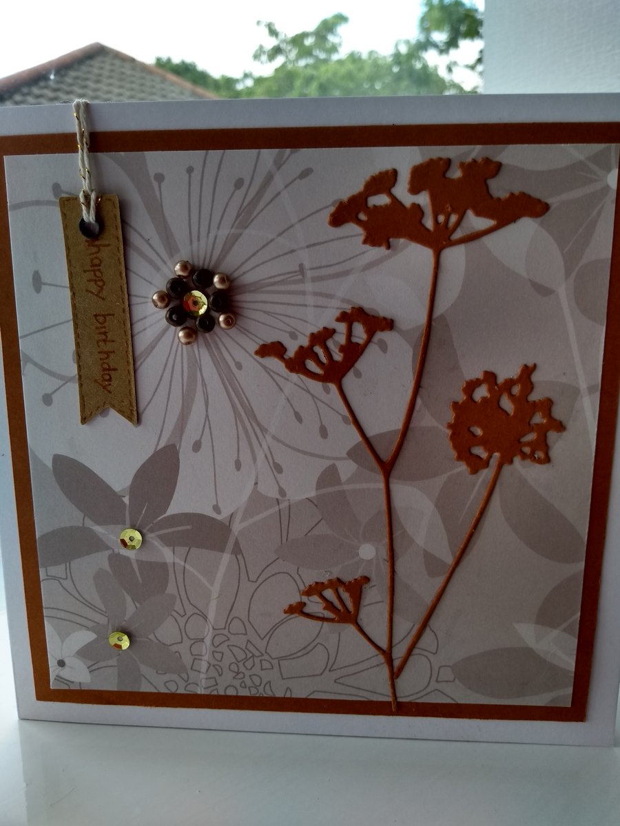 Brown oriental theme birthday card