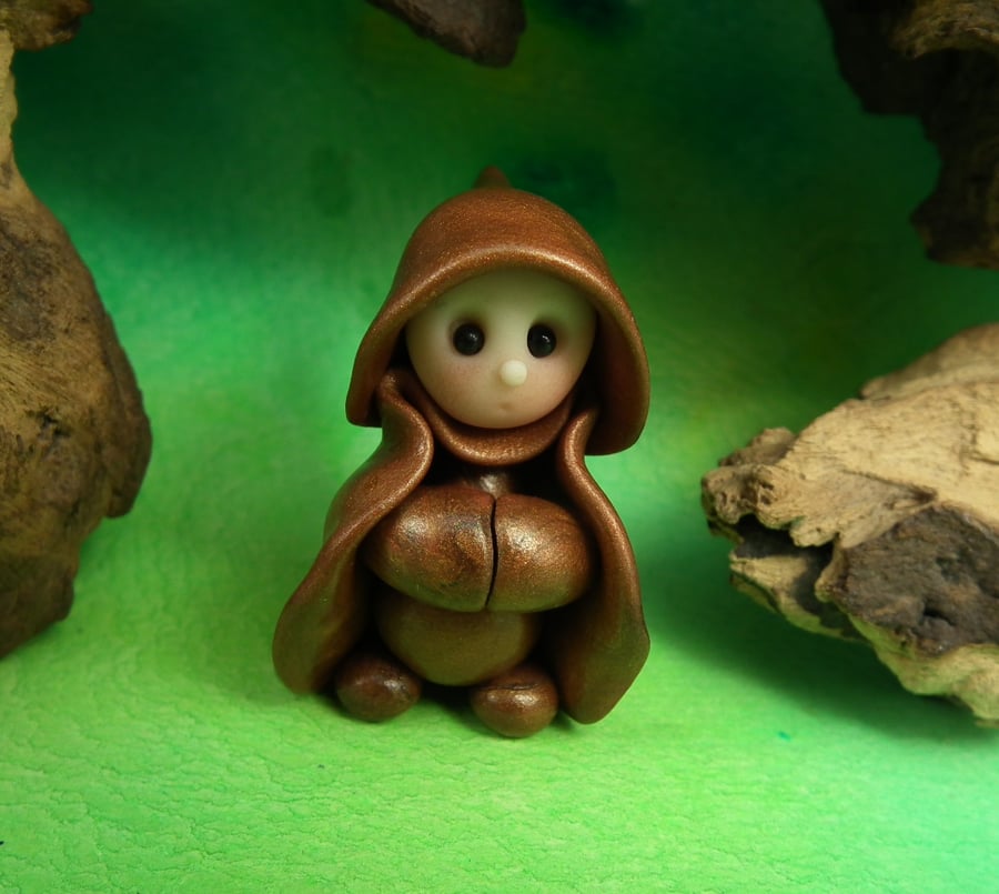 Tiny Gnome Monk 'Brother Herne' 1.5" OOAK Sculpt by Ann Galvin Gnome Village