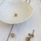 TRINKET DISH hand-built stoneware pottery tealight dish in white with speckle