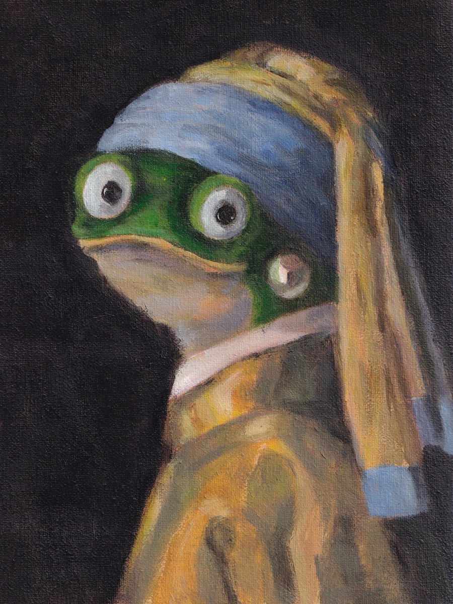 Print - Frog with Pearl Earrings