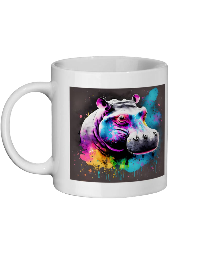 Watercolour Hippo 1 - Bright, Vivid Wildlife Mug