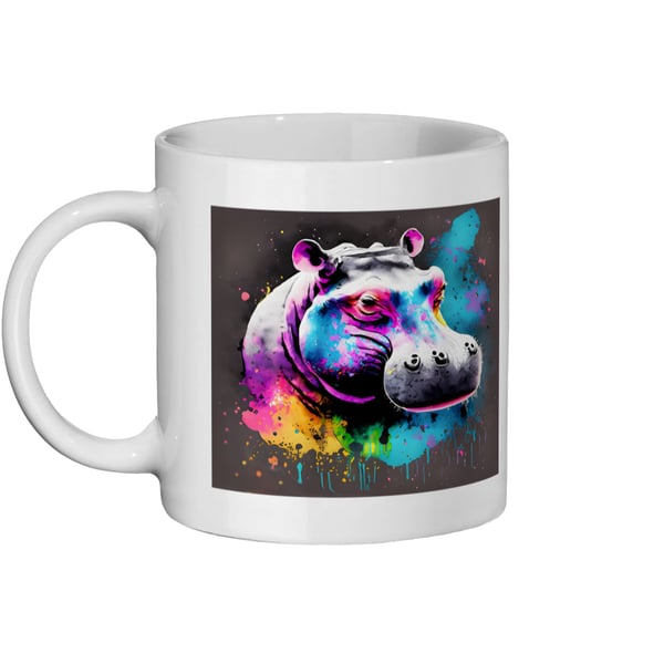 Watercolour Hippo 1 - Bright, Vivid Wildlife Mug
