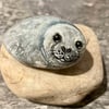 Seal hand painted rock garden stone art 