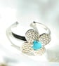 Sleeping Beauty Turquoise 925 Sterling Silver Flower Spinner Ring Size N - Image 3