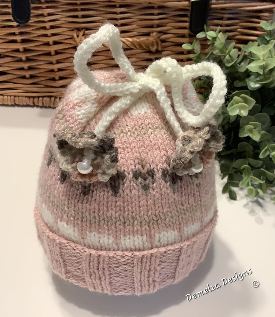 Fairisle Design Girl's Baby-Toddler's Hat 1-2 years size