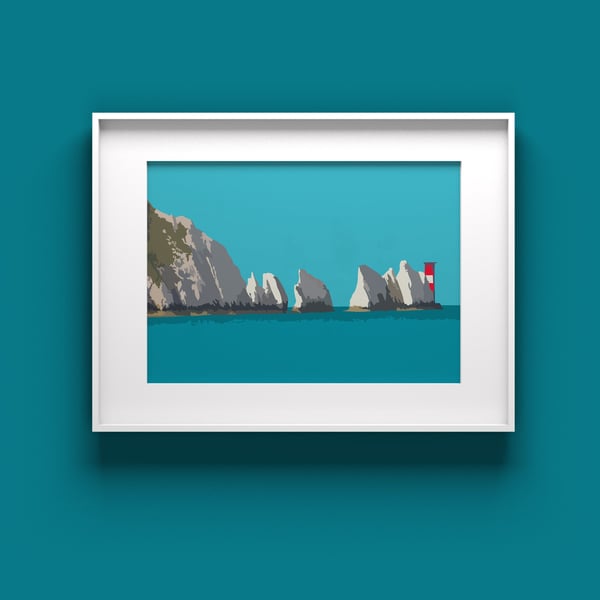 The Needles, Isle of Wight. Coastal art print for hallway, Gift for sea lover