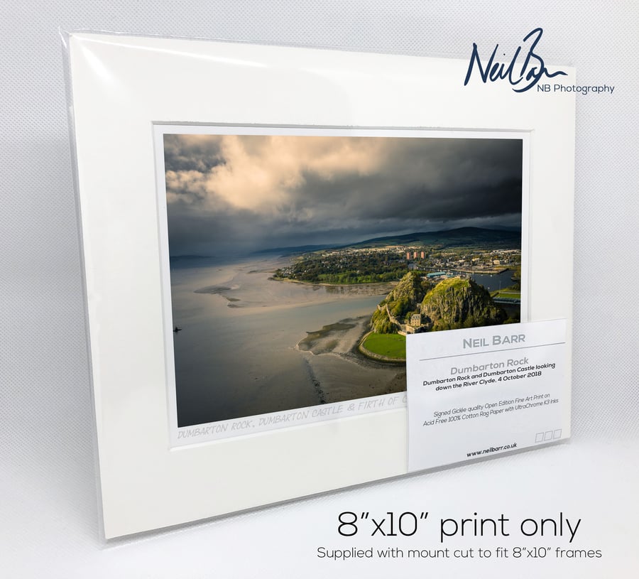 Dumbarton Rock & Castle, Firth of Clyde, Scotland - A5 (10" x 8") Unframed Print